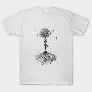 Yoga tree with hummingbirds T-Shirt